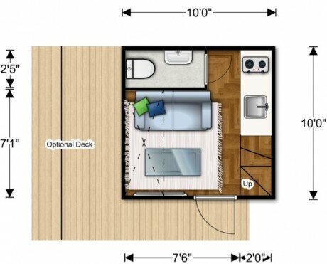 NOMAD LIVE Micro Home main level floor plan - Small prefab home